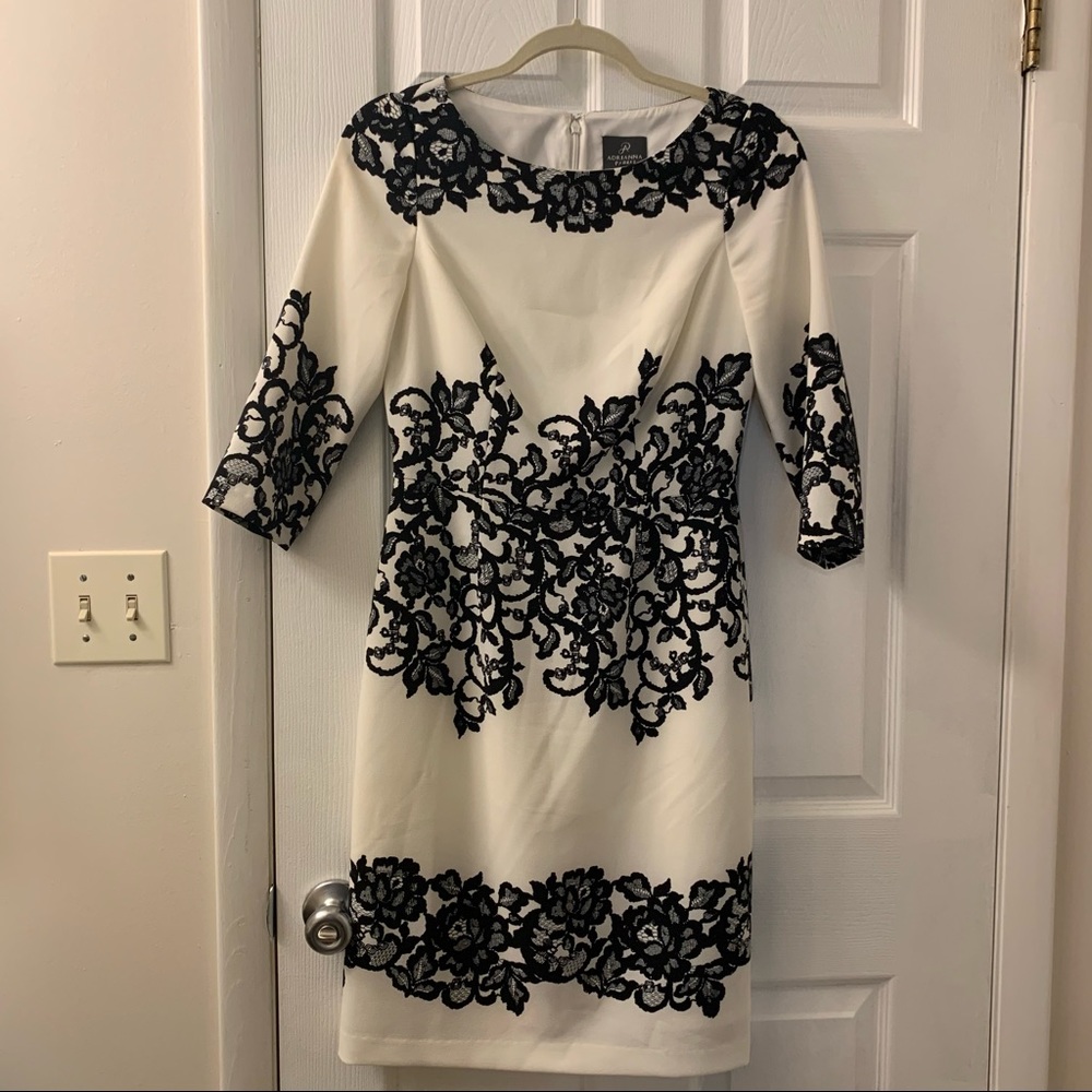 Elegant Adrianna Papell cream-white midi dress